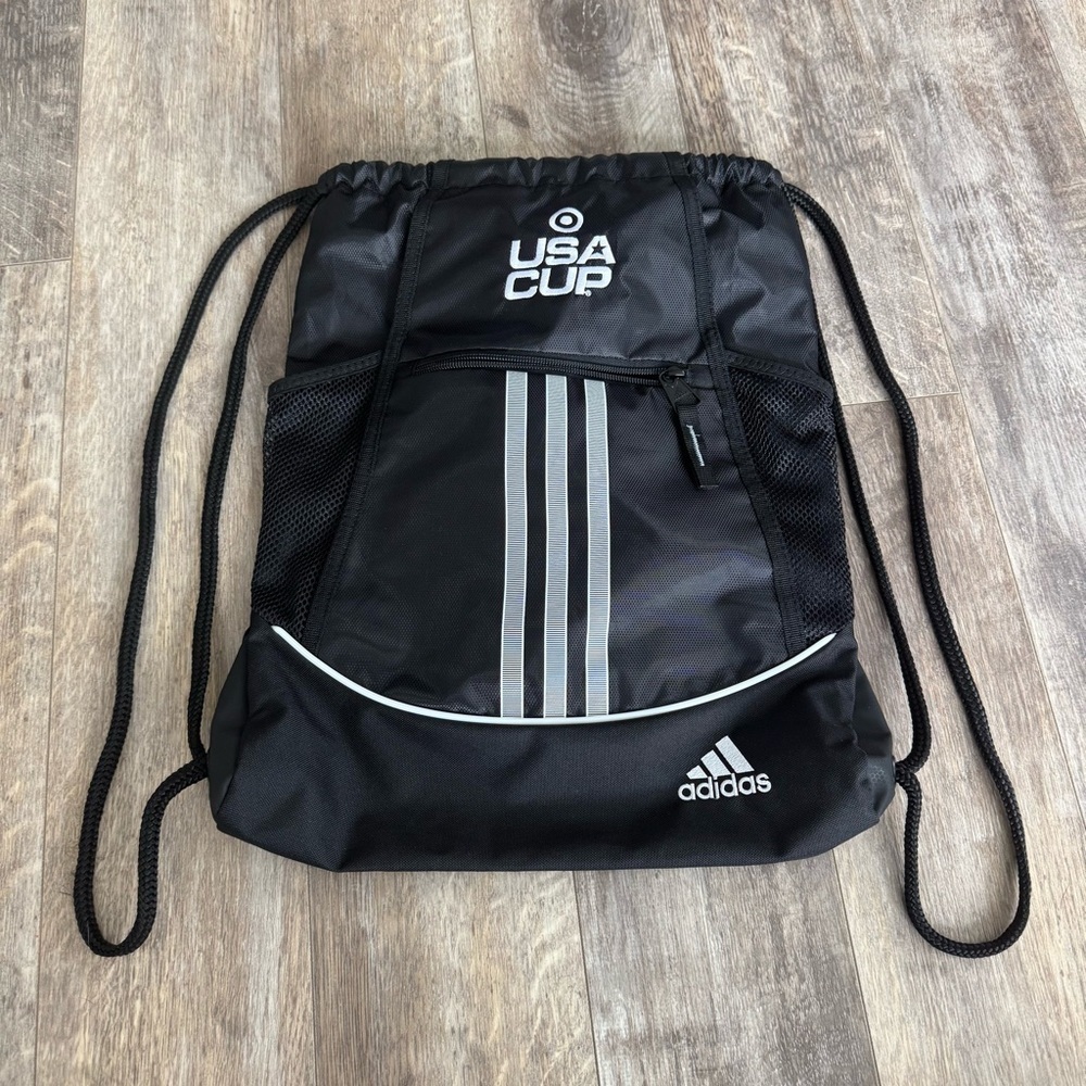 Adidas World Cup Soccer Futbol Black Drawstring Backpack